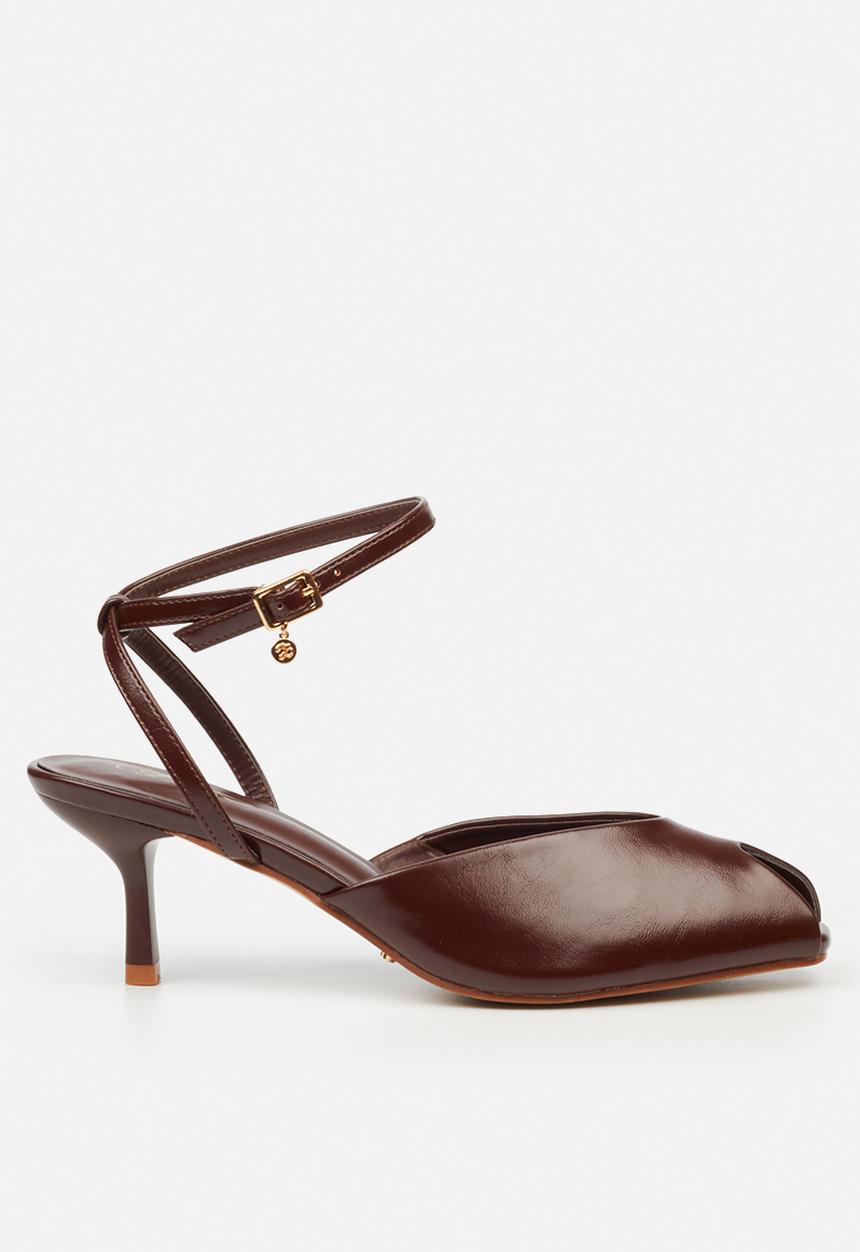 Miss Black - Nila 1 open toe ankle strap - chocolate