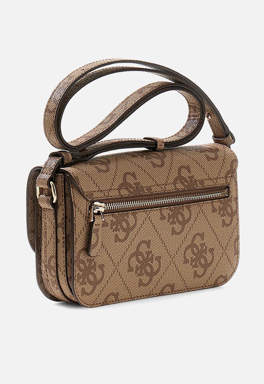 GUESS - Janie Logo Convertible Crossbody Flap Bag-Latte Logo