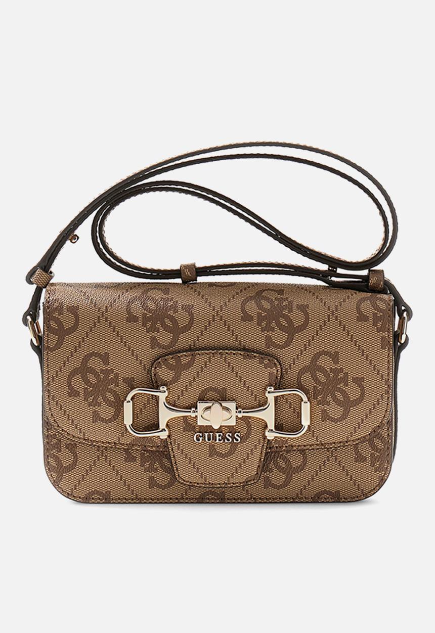GUESS - Janie Logo Convertible Crossbody Flap Bag-Latte Logo