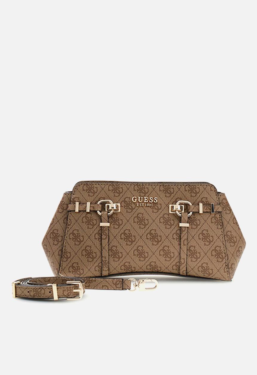 GUESS - Leona Logo Girlfriend Crossbody Bag-Latte Logo