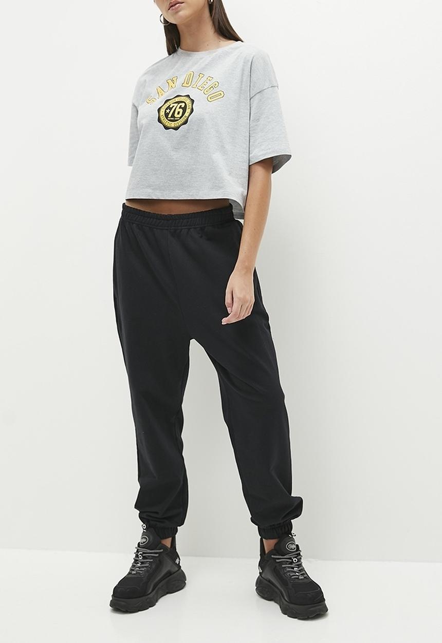 Blake - Graphic boxy top tee - grey melange