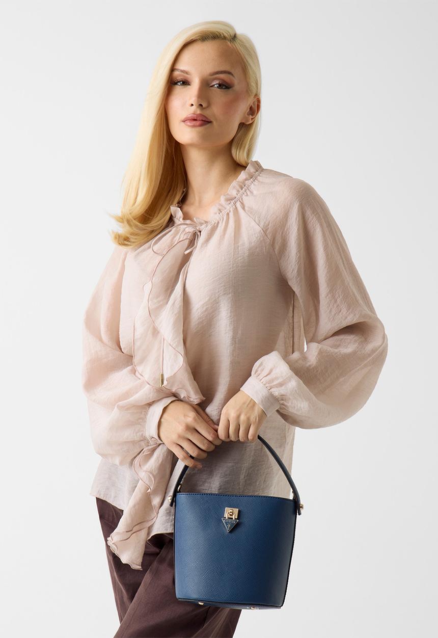 GUESS - Patsie Top Handle Bucket Bag - Navy