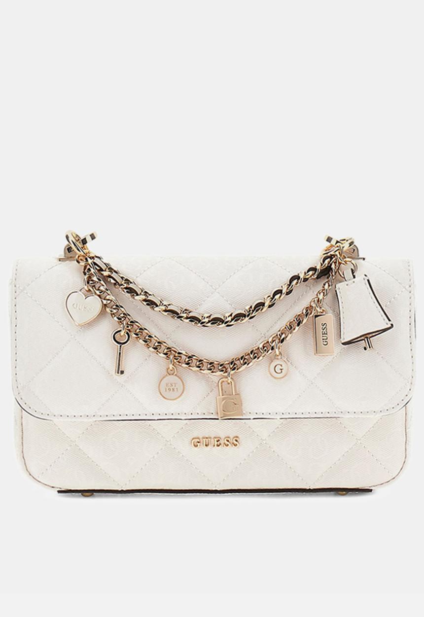 GUESS - Libby Flap Crossbody Bag - Off White