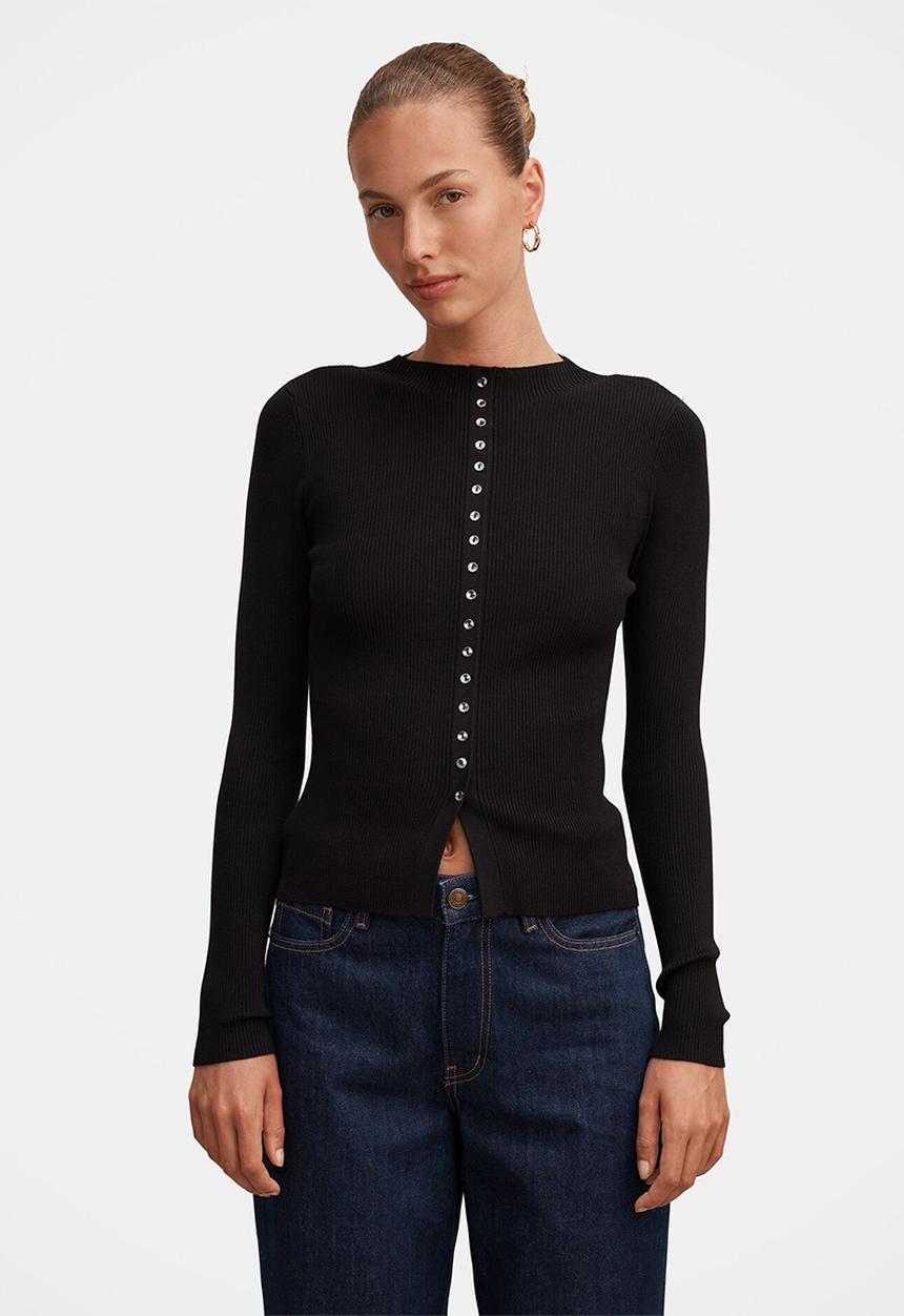 Forever New - Francis button detail top in black