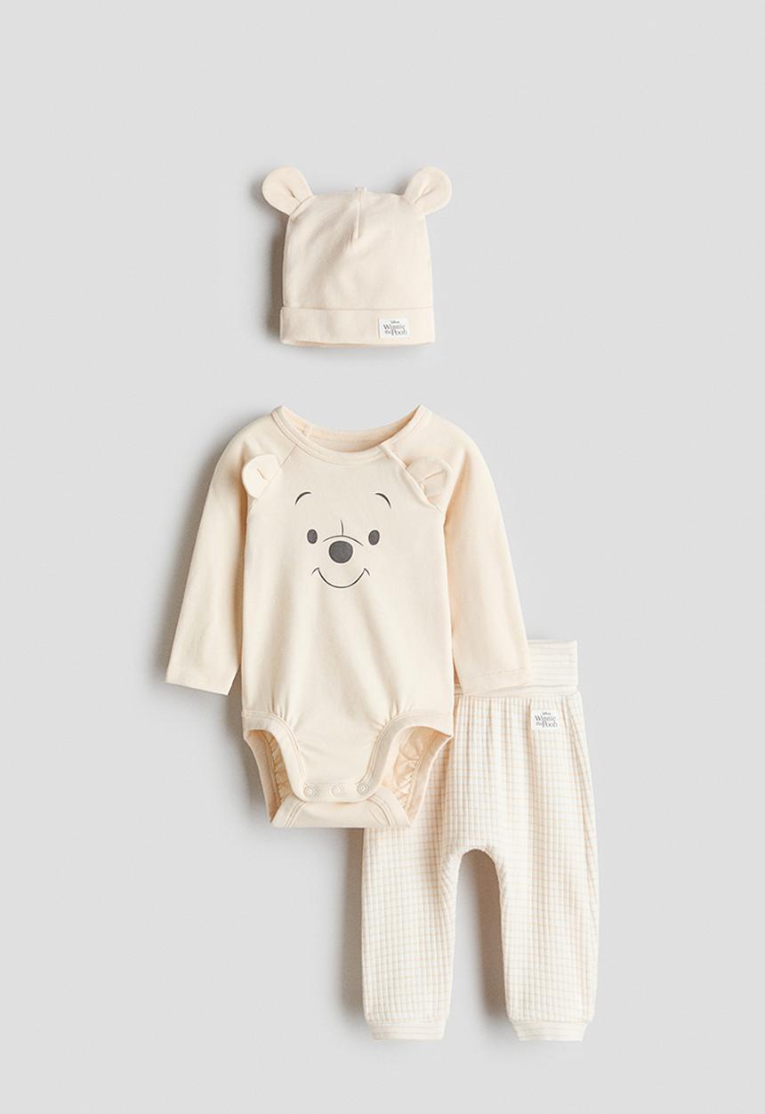 H&M - 3 piece printed jersey set - light beige/winnie the pooh