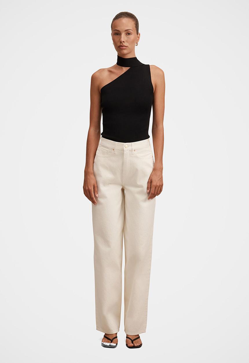 Forever New - Gia high-rise wide leg jeans in ecru