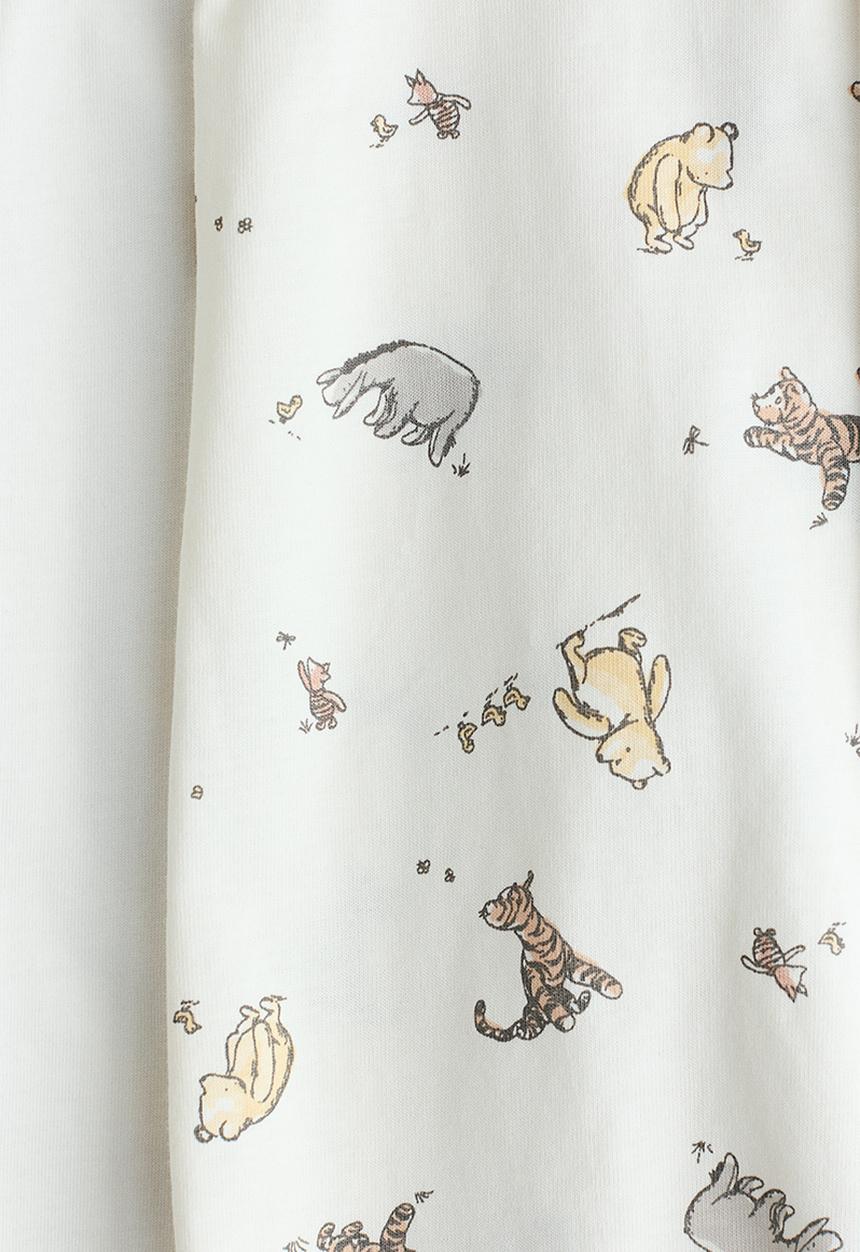 H&M - 2 pack sleepsuits with full feet - white/winnie the pooh