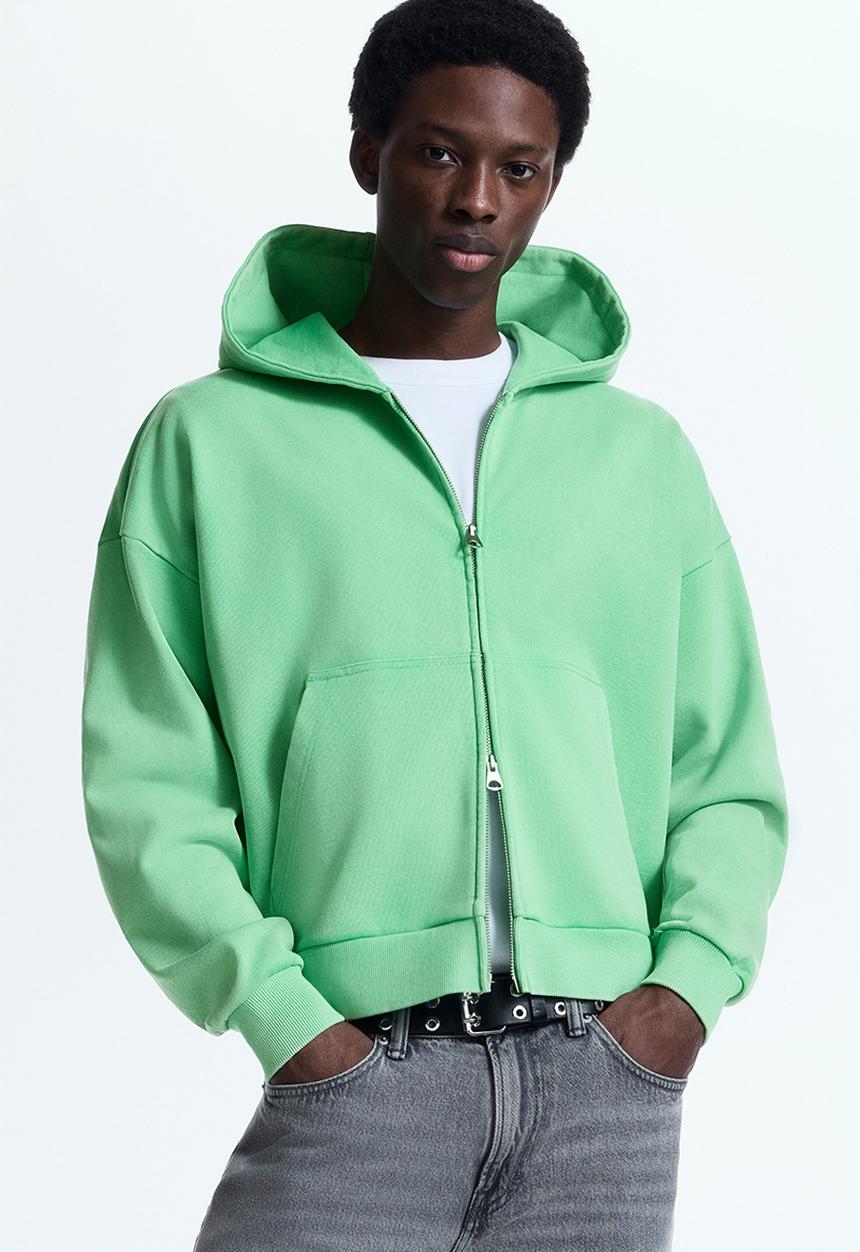 H&M - Oversized fit zip-through hoodie - light green