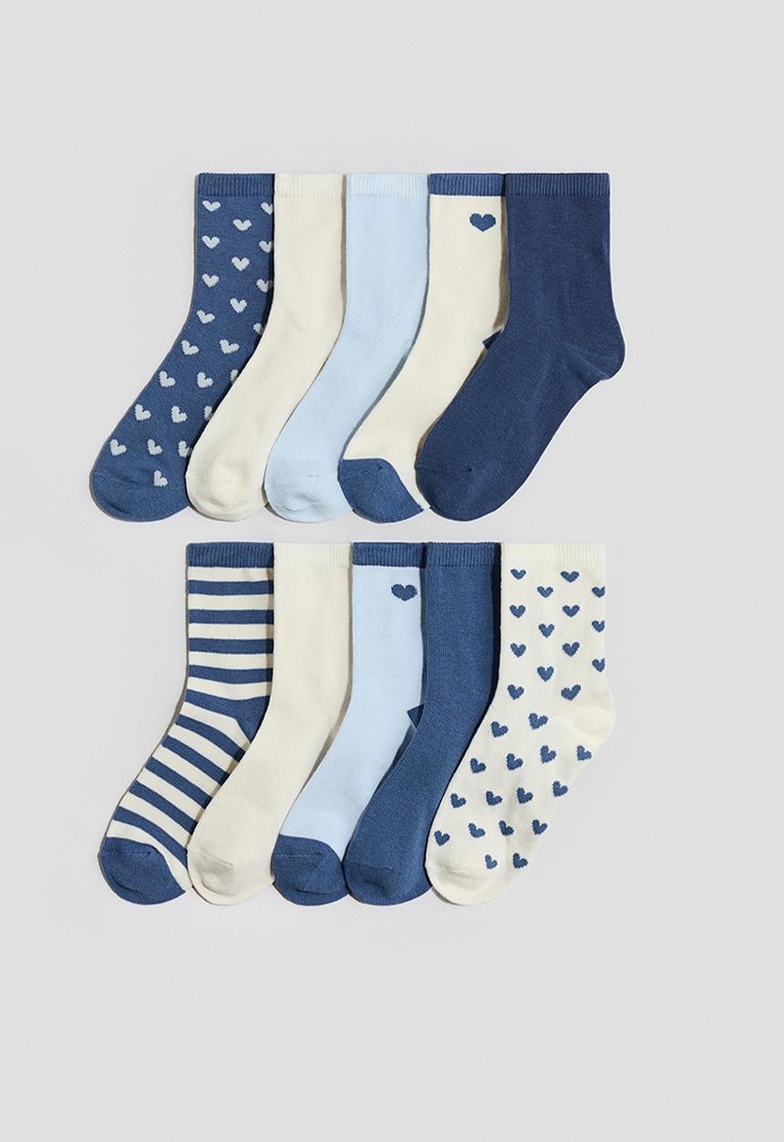 H&M - 10 pack socks - blue/hearts