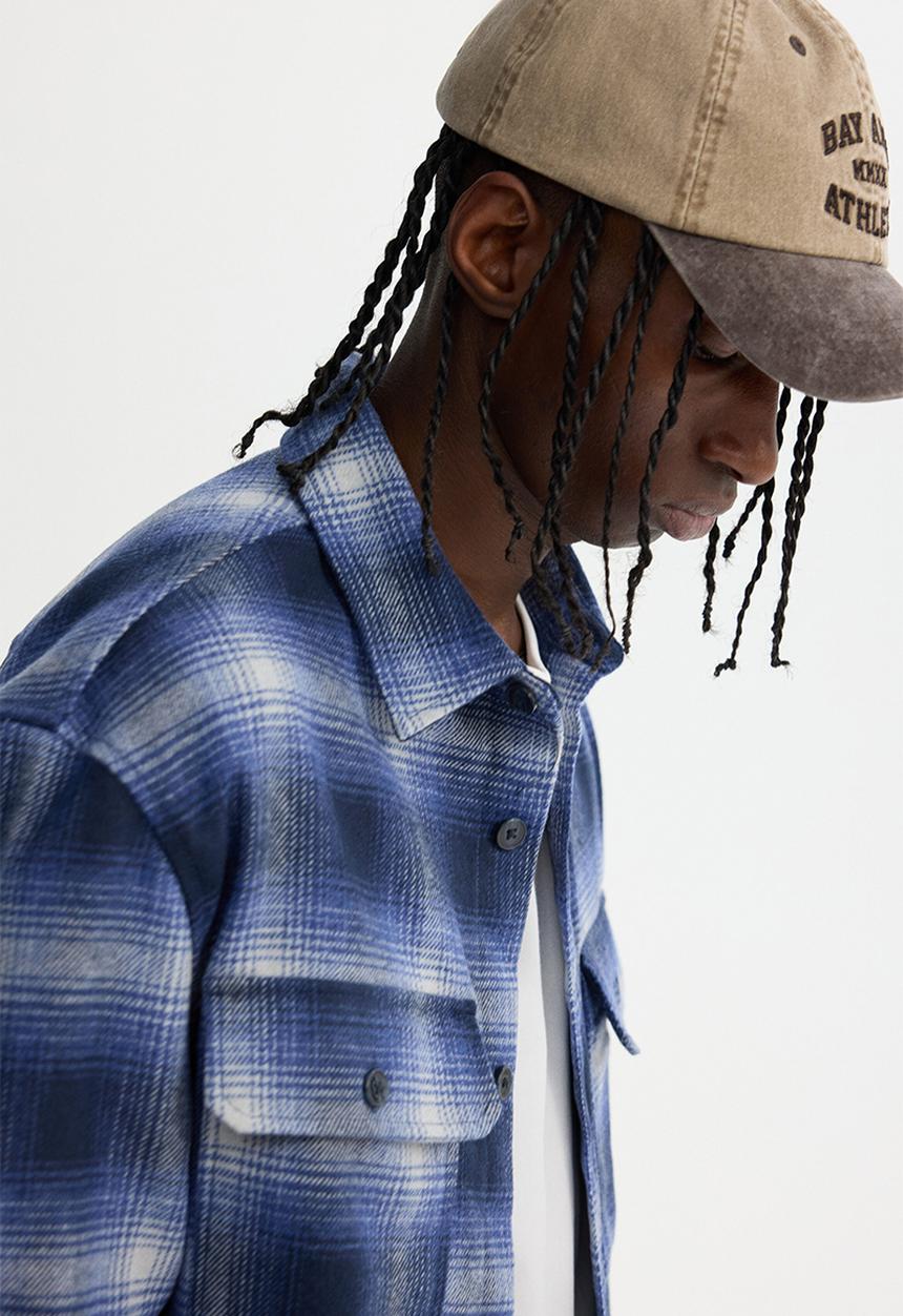 H&M - Regular fit flannel overshirt - dark blue/checked