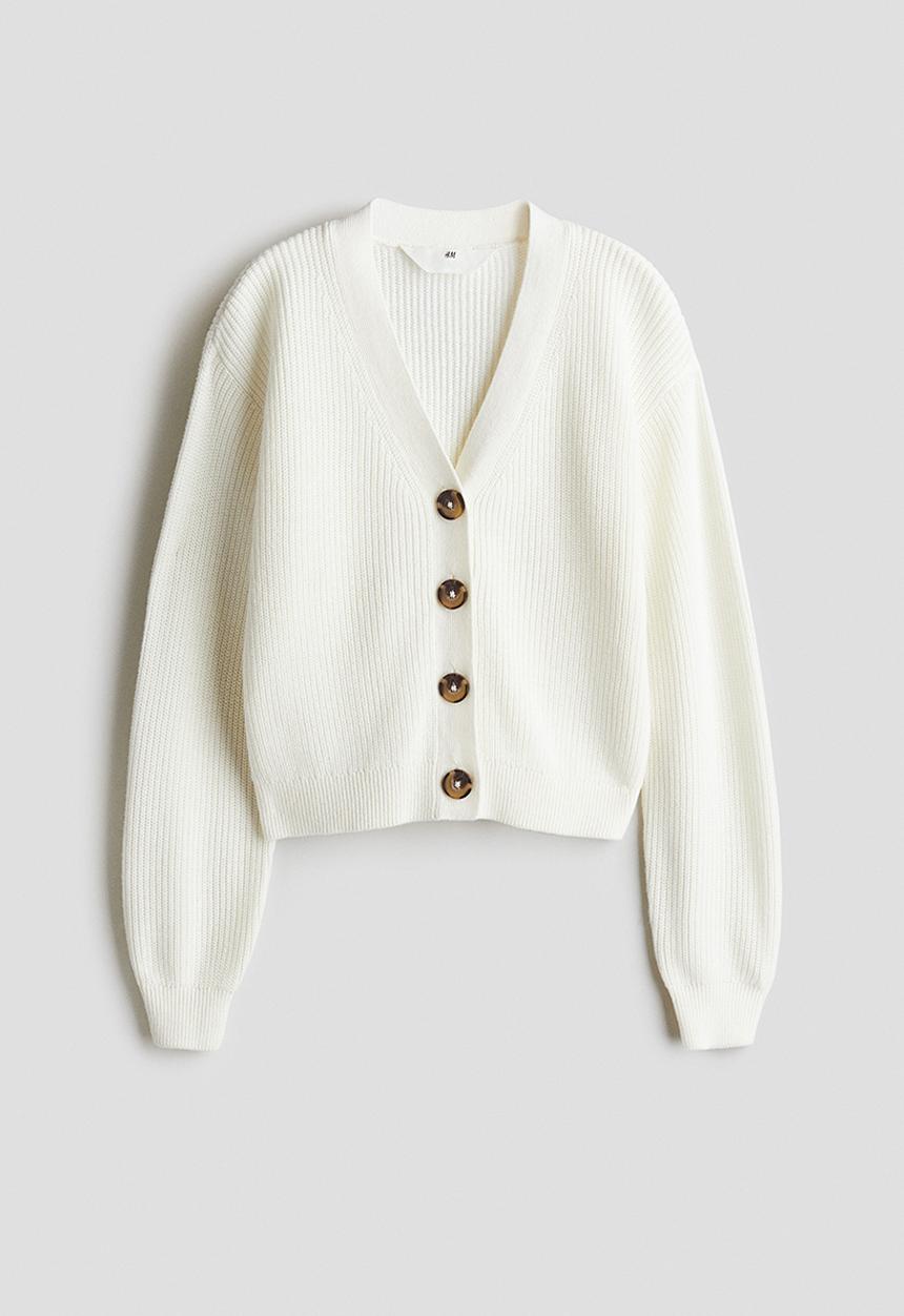 H&M - Rib-knit cardigan - cream