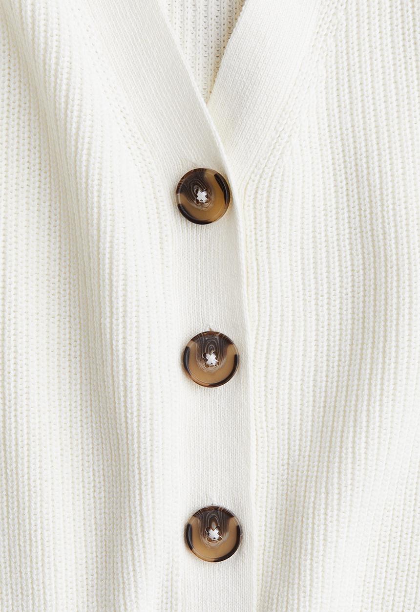 H&M - Rib-knit cardigan - cream