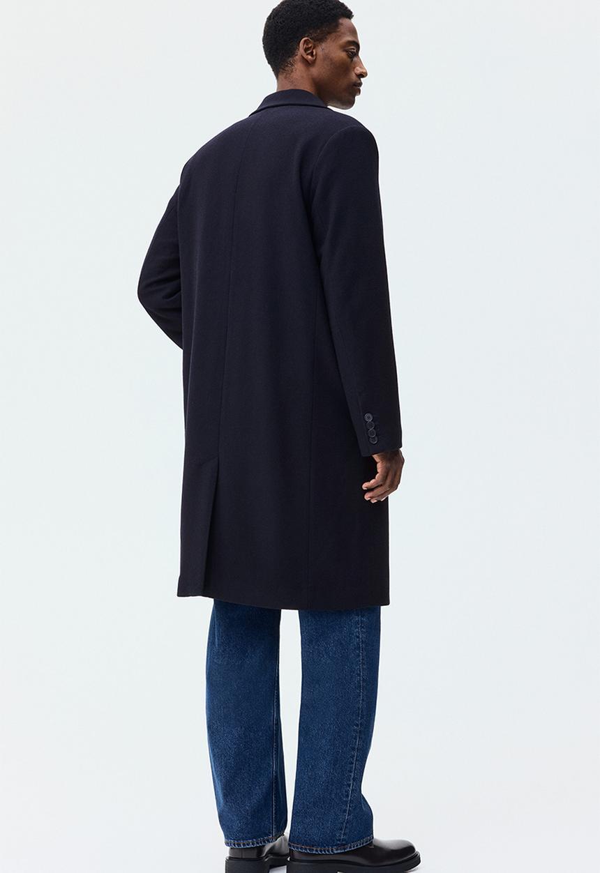 H&M - Single-breasted wool-blend coat - dark blue