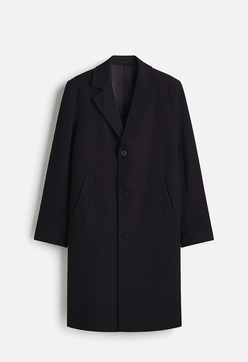 H&M - Single-breasted wool-blend coat - dark blue