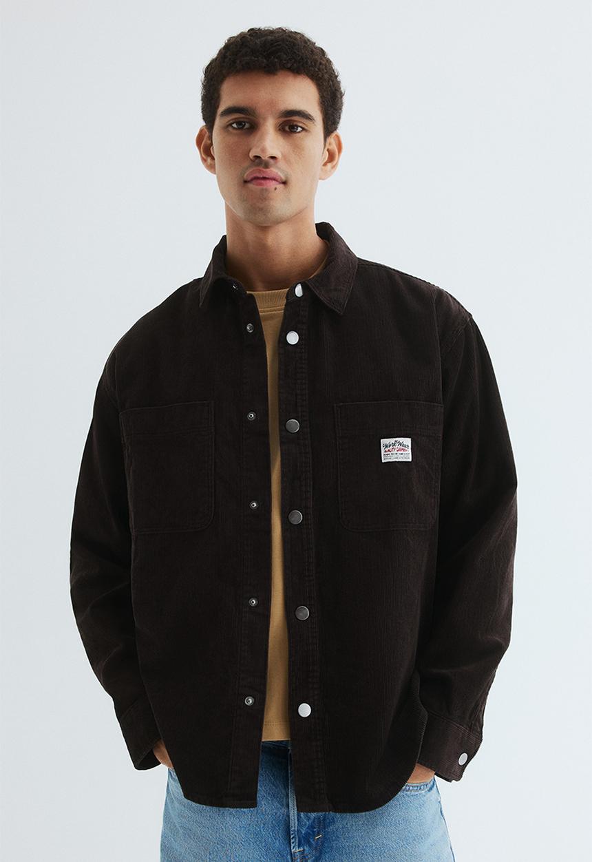 H&M - Oversized cotton corduroy shirt - dark brown