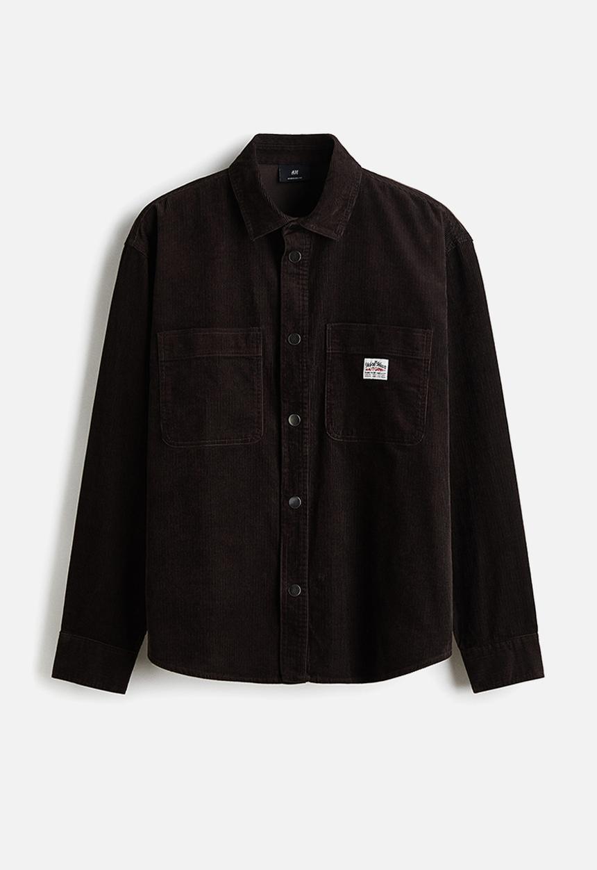 H&M - Oversized cotton corduroy shirt - dark brown