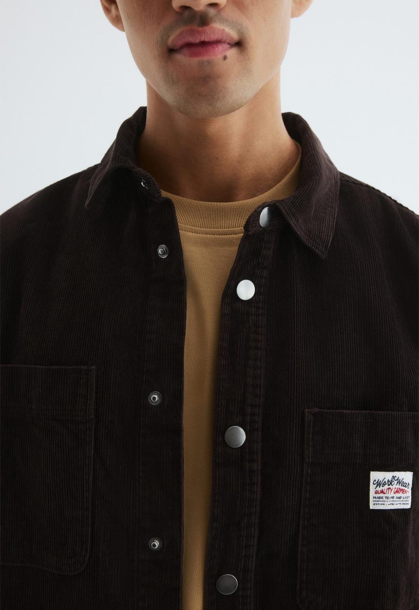 H&M - Oversized cotton corduroy shirt - dark brown