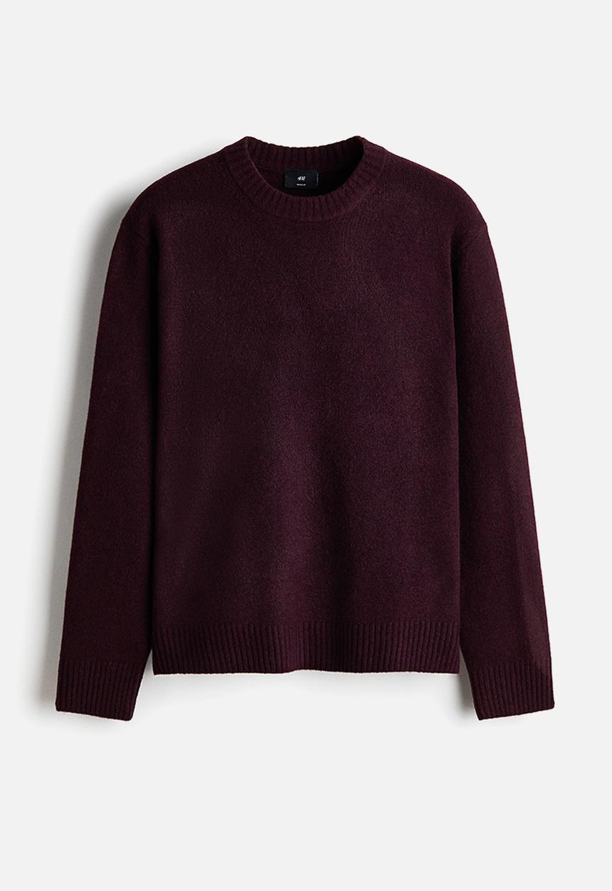 H&M - Regular fit brushed jumper - burgundy
