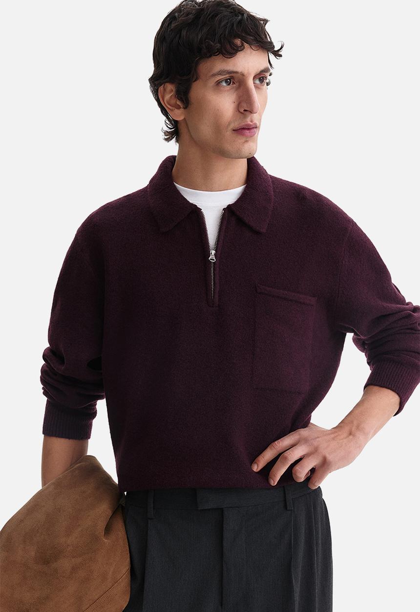 H&M - Regular fit zip-top jumper - burgundy