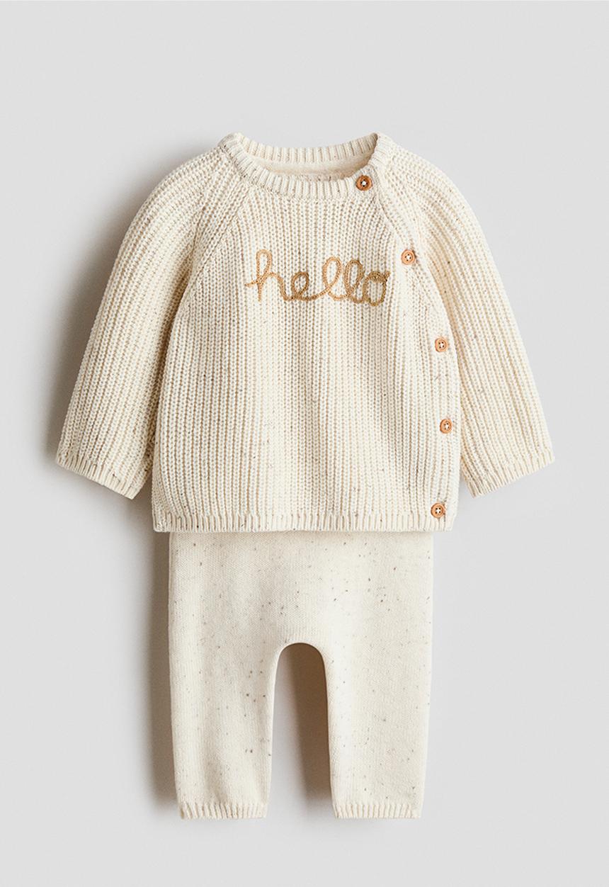 H&M - 2 piece cotton-knit set - cream/hello