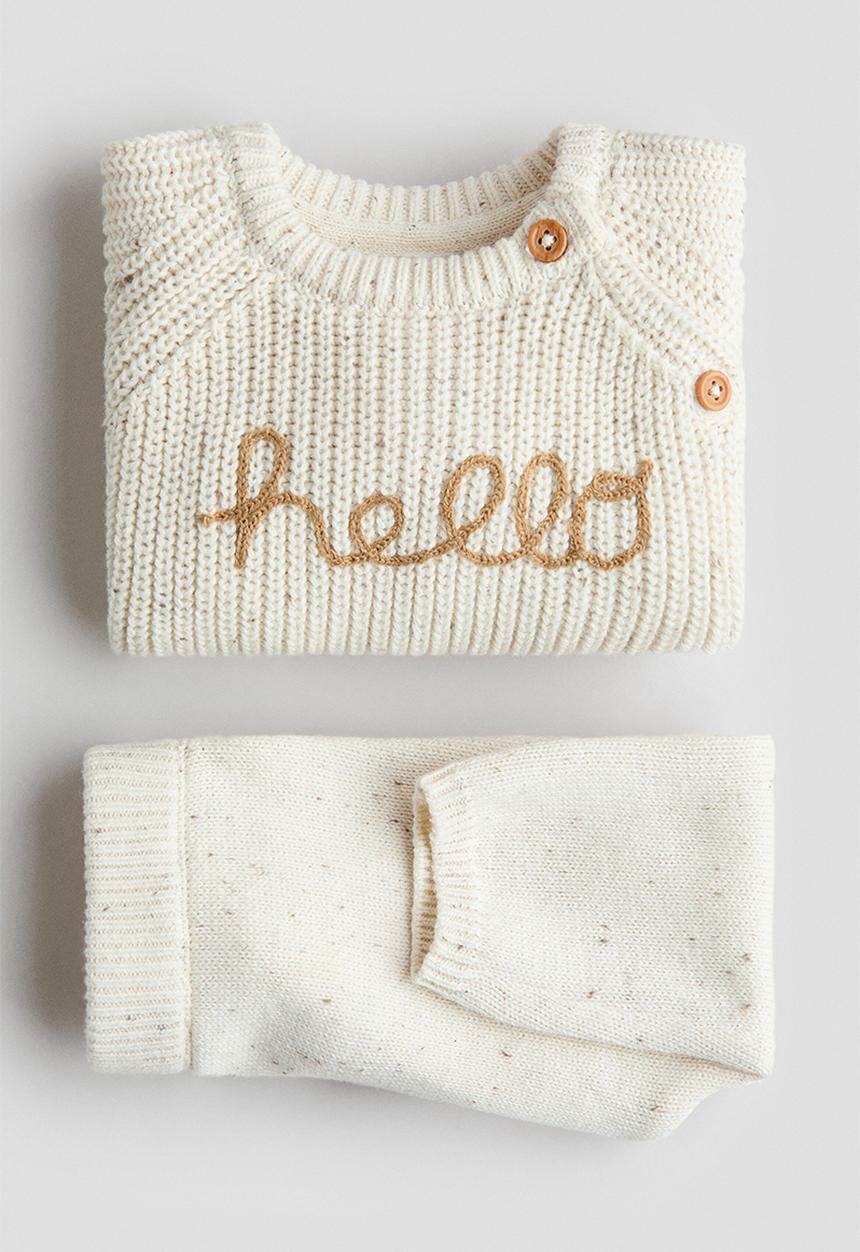 H&M - 2 piece cotton-knit set - cream/hello