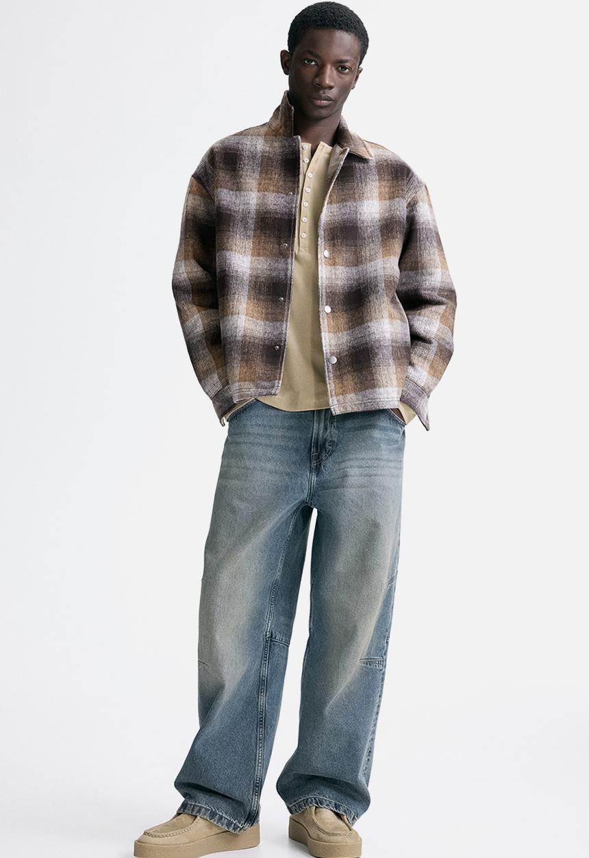 H&M - Relaxed fit overshirt - brown/checked