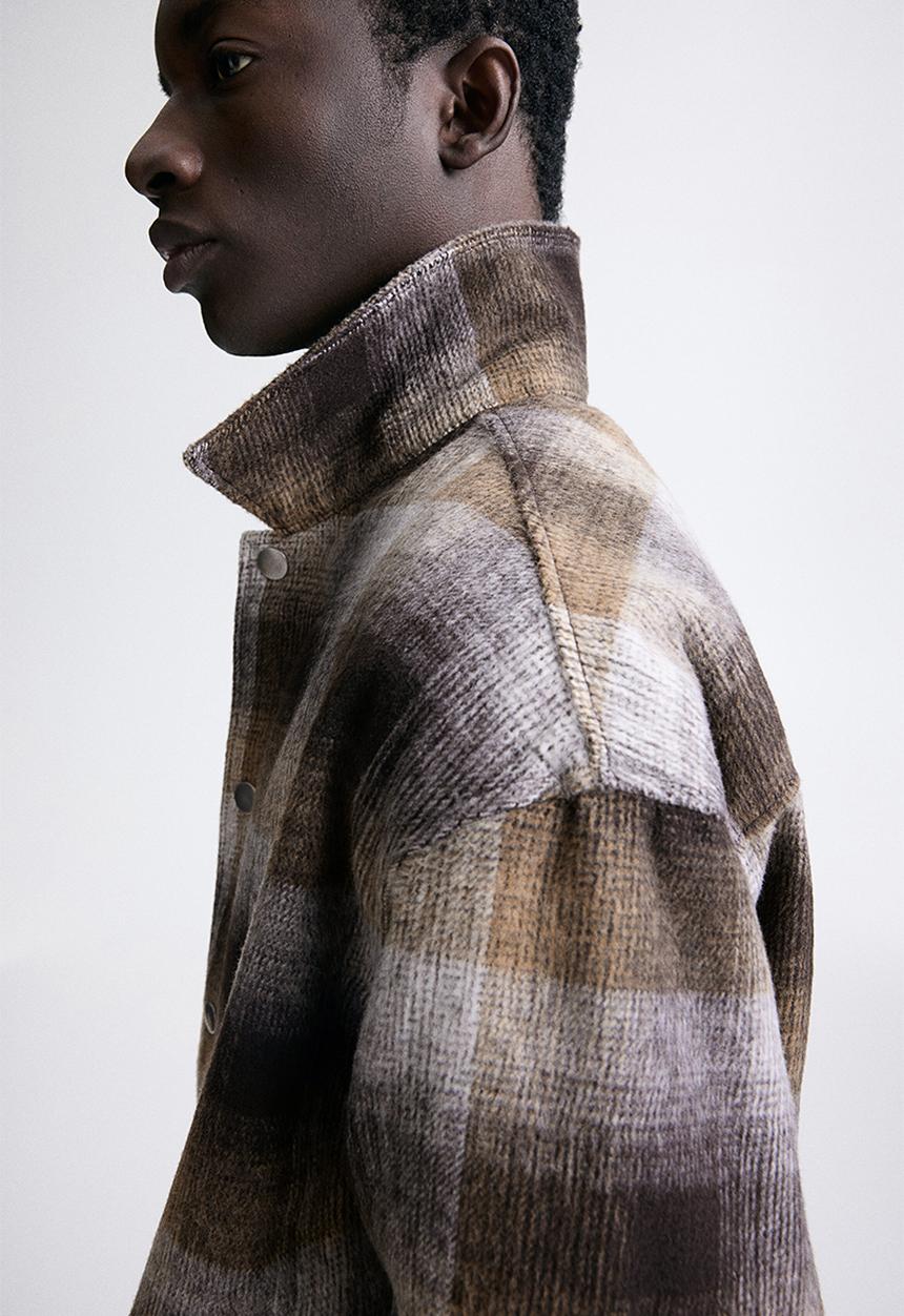 H&M - Relaxed fit overshirt - brown/checked