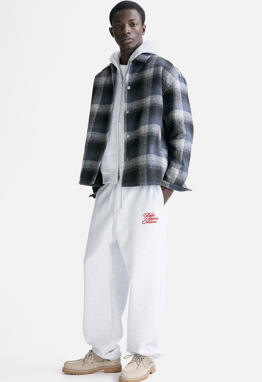 H&M - Relaxed fit overshirt - dark blue/checked