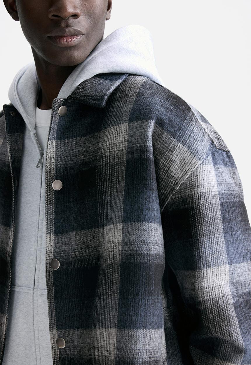 H&M - Relaxed fit overshirt - dark blue/checked