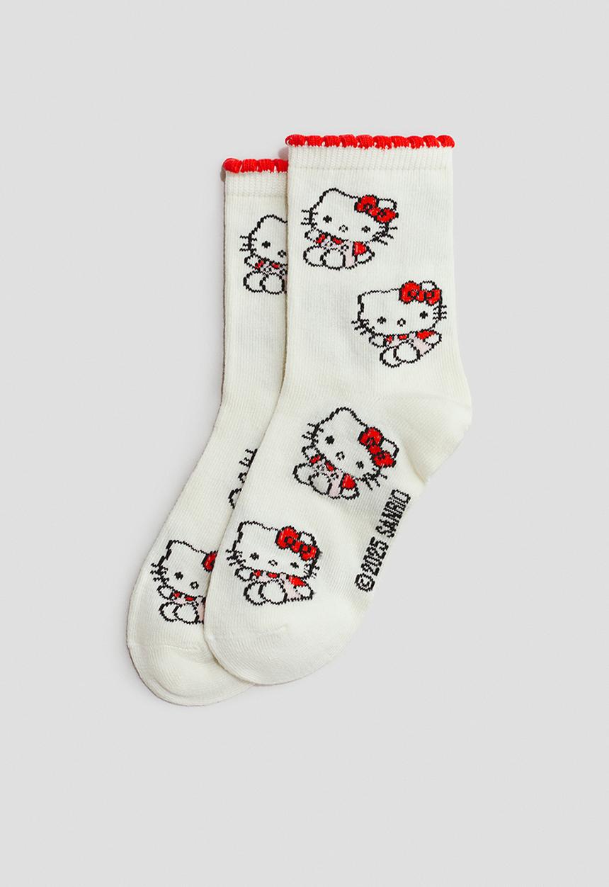 H&M - 5 pack motif-detail socks - white/hello kitty