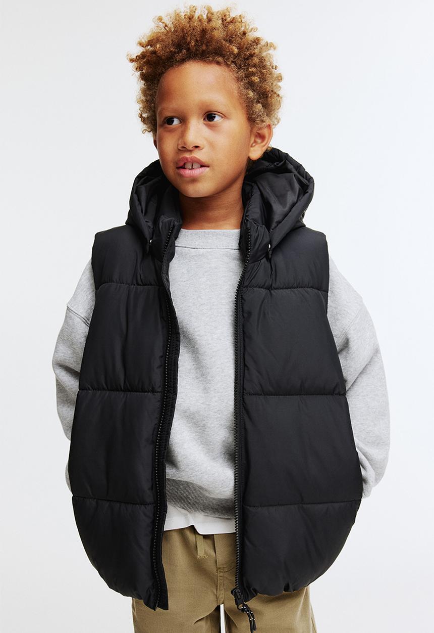 H&M - Hooded puffer gilet - black