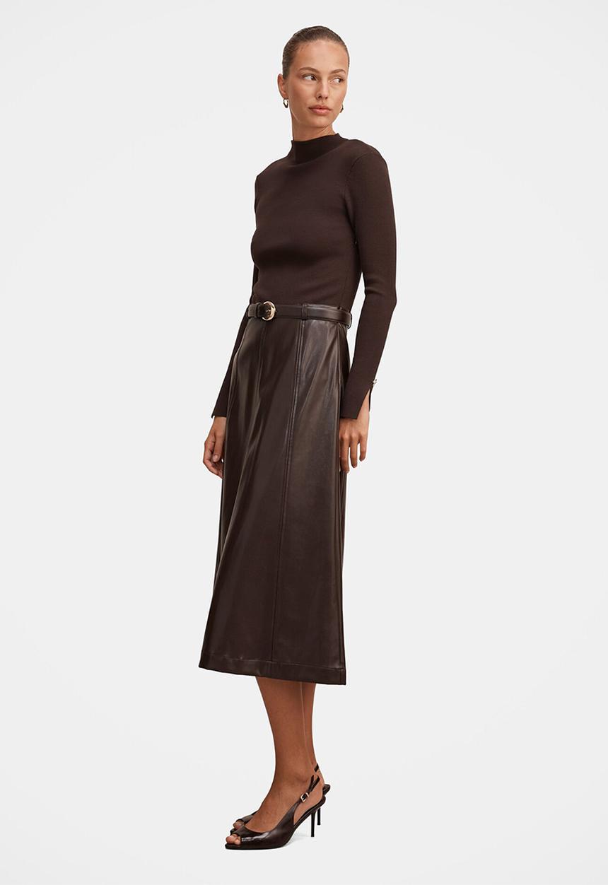 Forever New - Monique pu a-line dress in chocolate