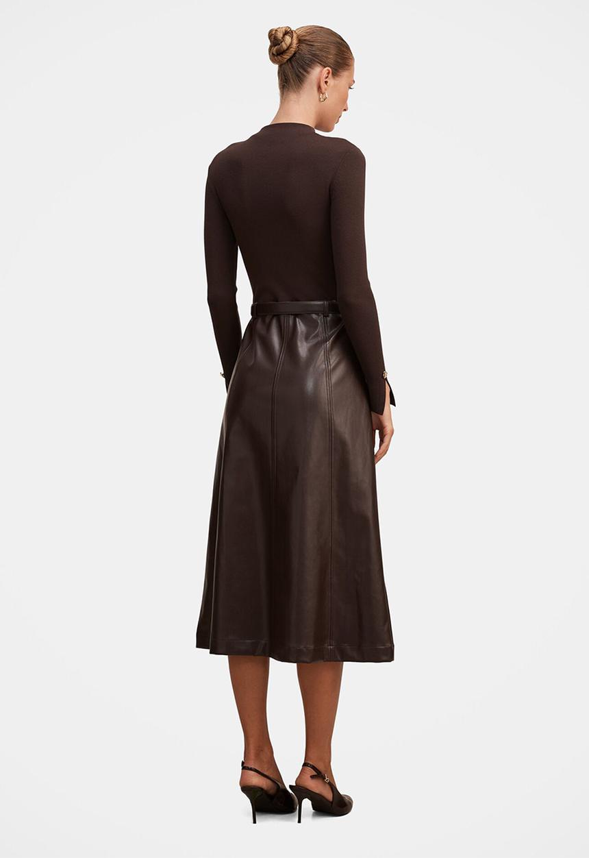 Forever New - Monique pu a-line dress in chocolate