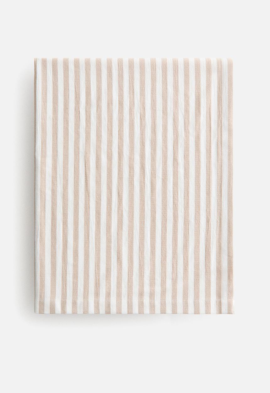 H&M - Linen-blend tablecloth - beige/striped