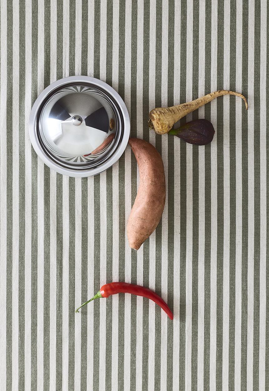H&M - Linen-blend tablecloth - khaki green/striped
