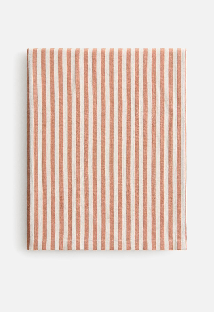 H&M - Linen-blend tablecloth - orange/striped