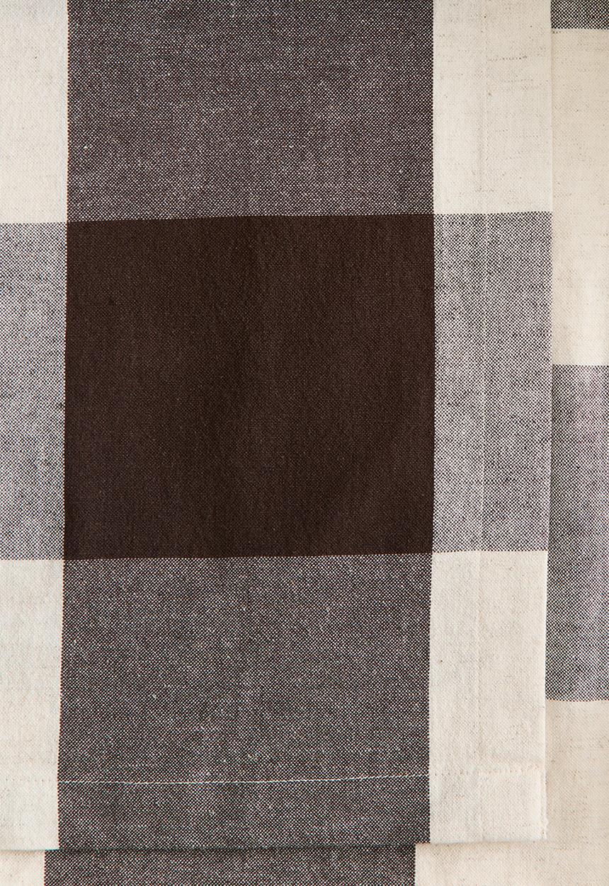 H&M - Linen-blend tablecloth - dark brown/gingham check