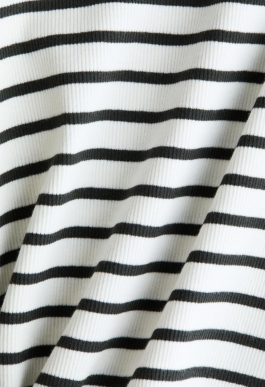 H&M - Frill-trimmed cotton top - white/black striped