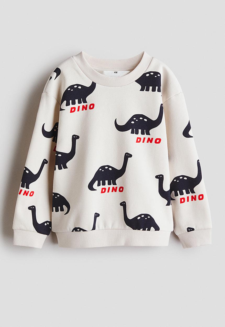 H&M - Printed sweatshirt - light beige/dinosaurs