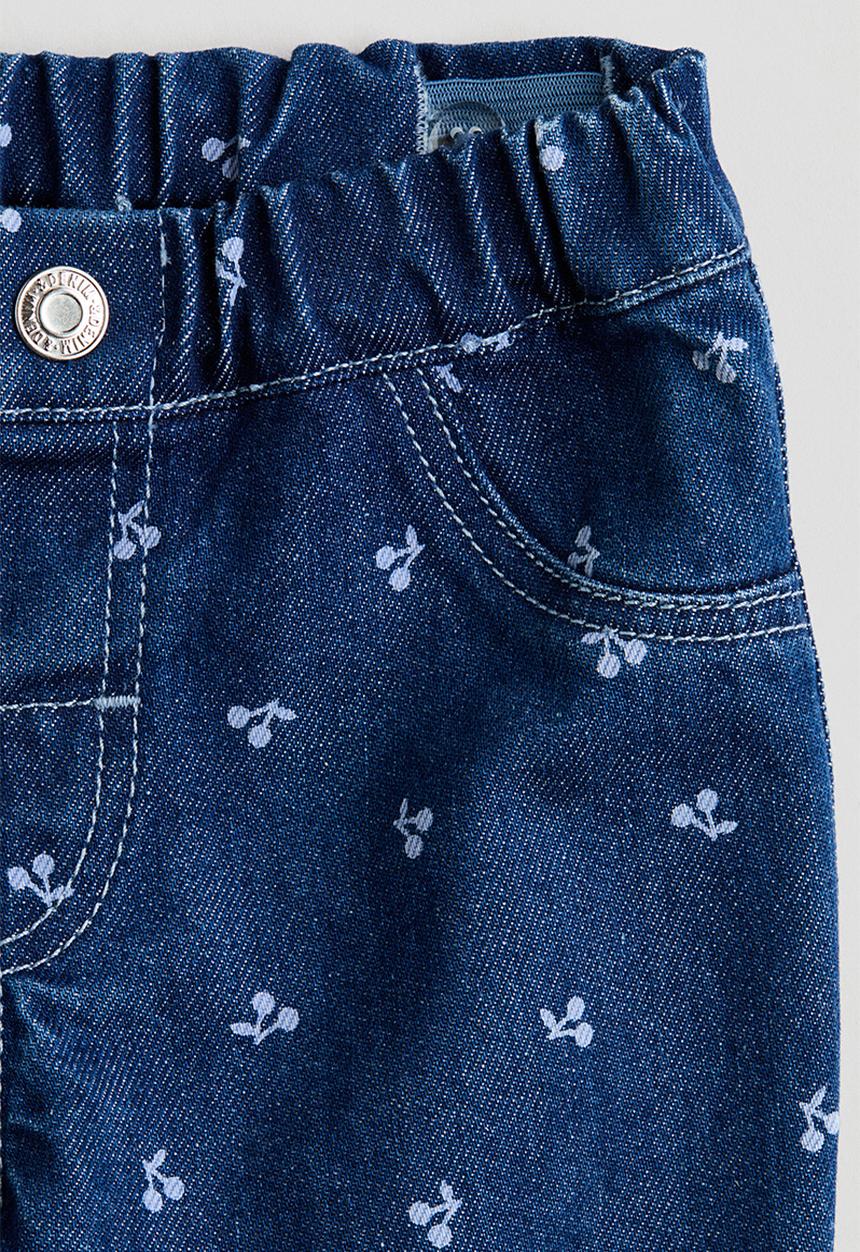 H&M - Cotton trousers - dark denim blue/cherries