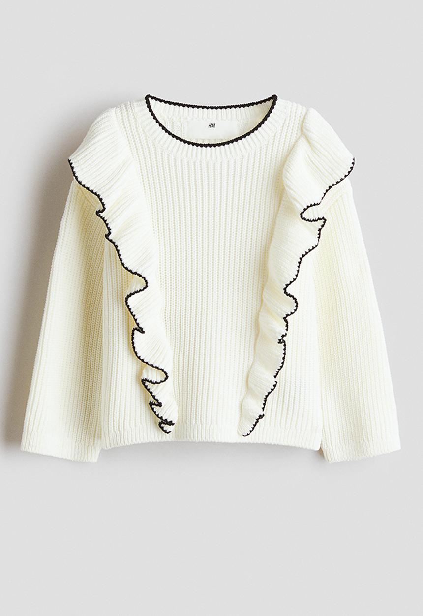 H&M - Frill-trimmed jumper - white