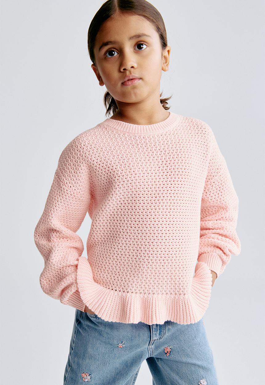 H&M - Hole-knit cotton jumper - light pink