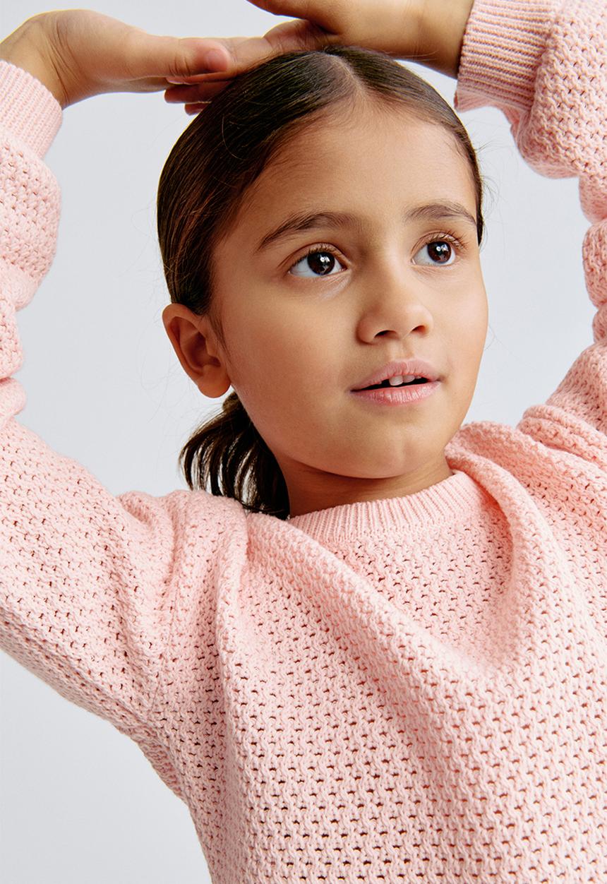 H&M - Hole-knit cotton jumper - light pink