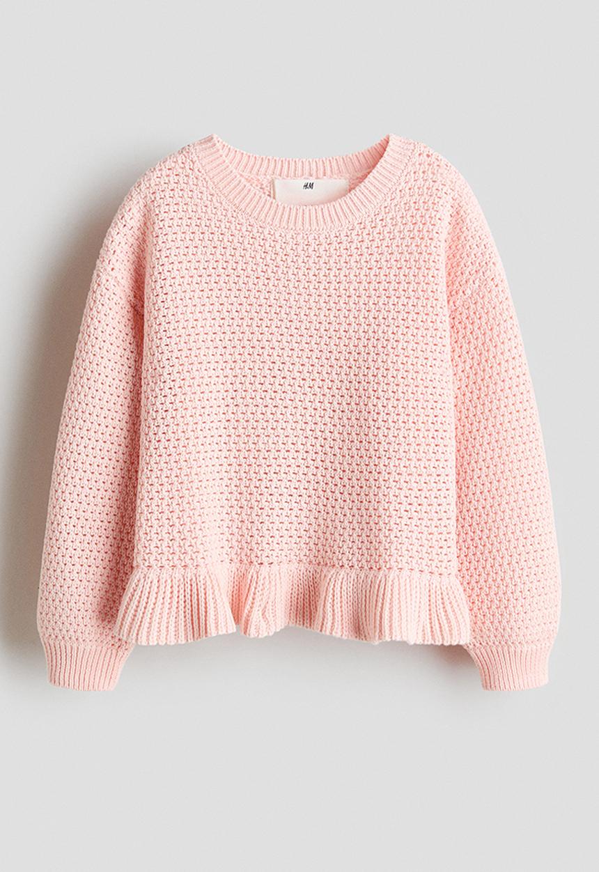 H&M - Hole-knit cotton jumper - light pink
