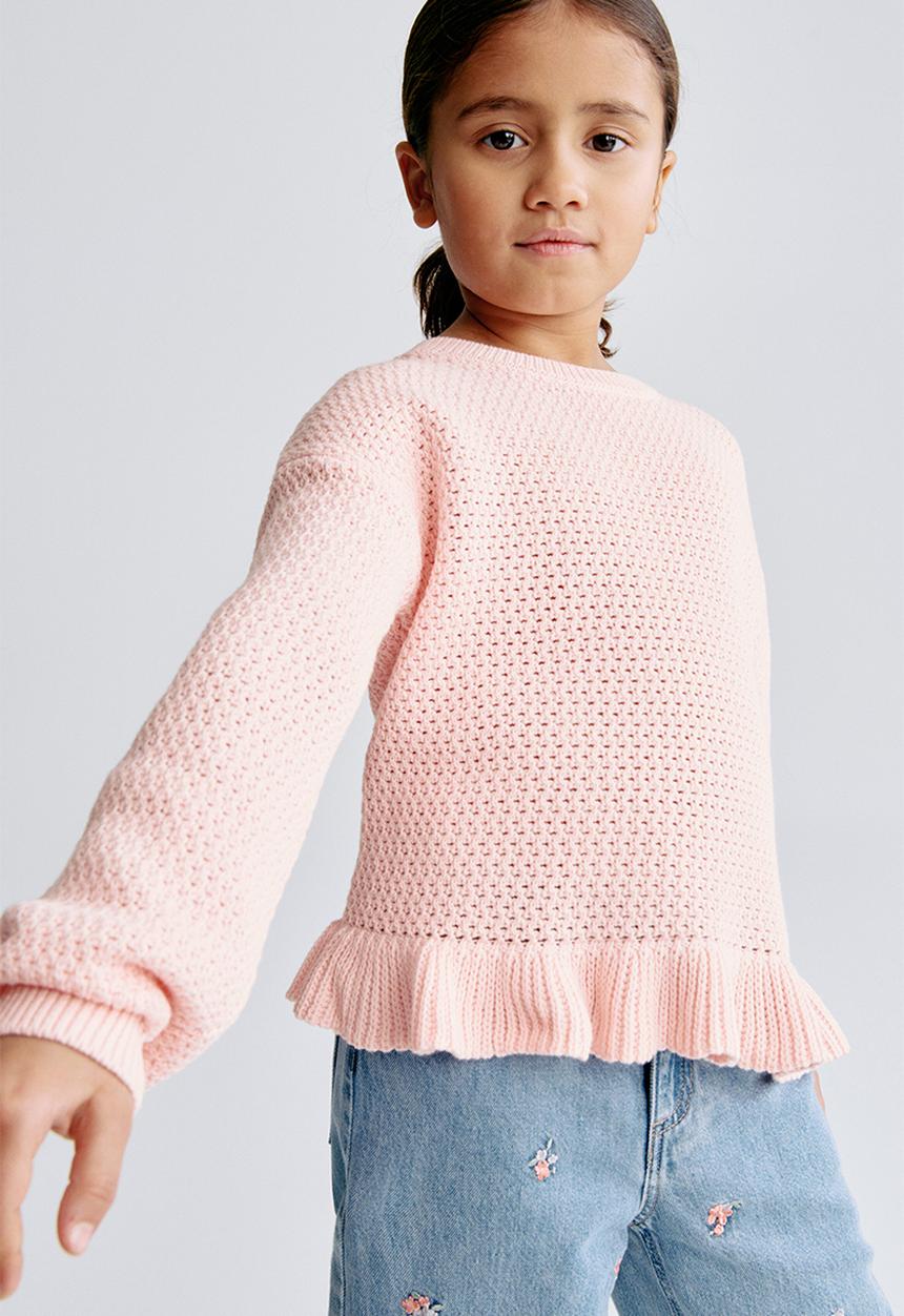 H&M - Hole-knit cotton jumper - light pink