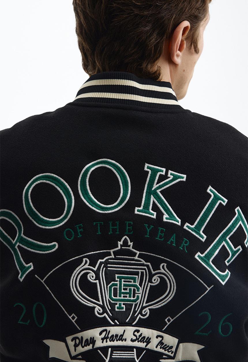 H&M - Motif-detail baseball jacket - black/fielders clubhouse