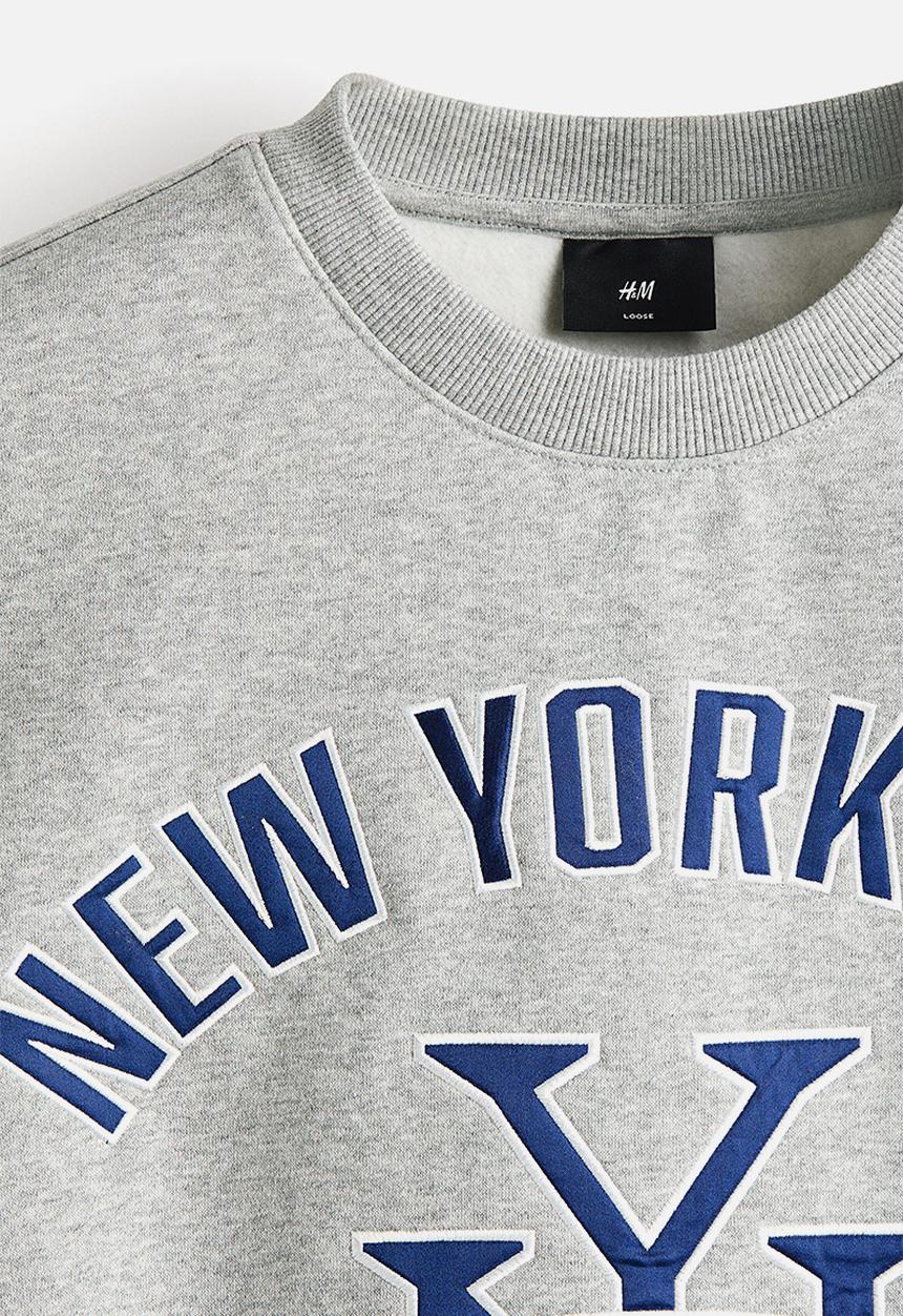 H&M - Loose fit printed sweatshirt - grey marl/new york city