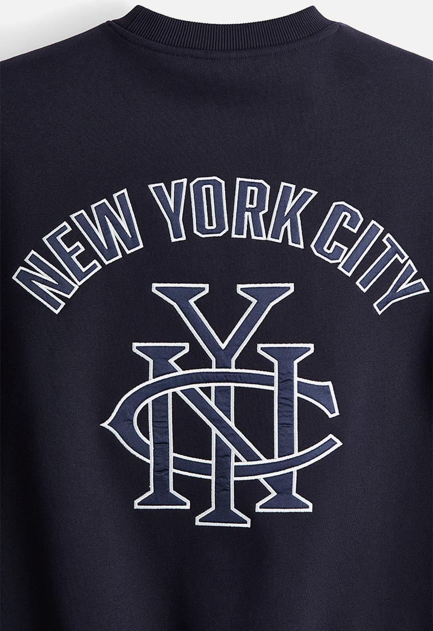 H&M - Loose fit printed sweatshirt - navy blue/nyc