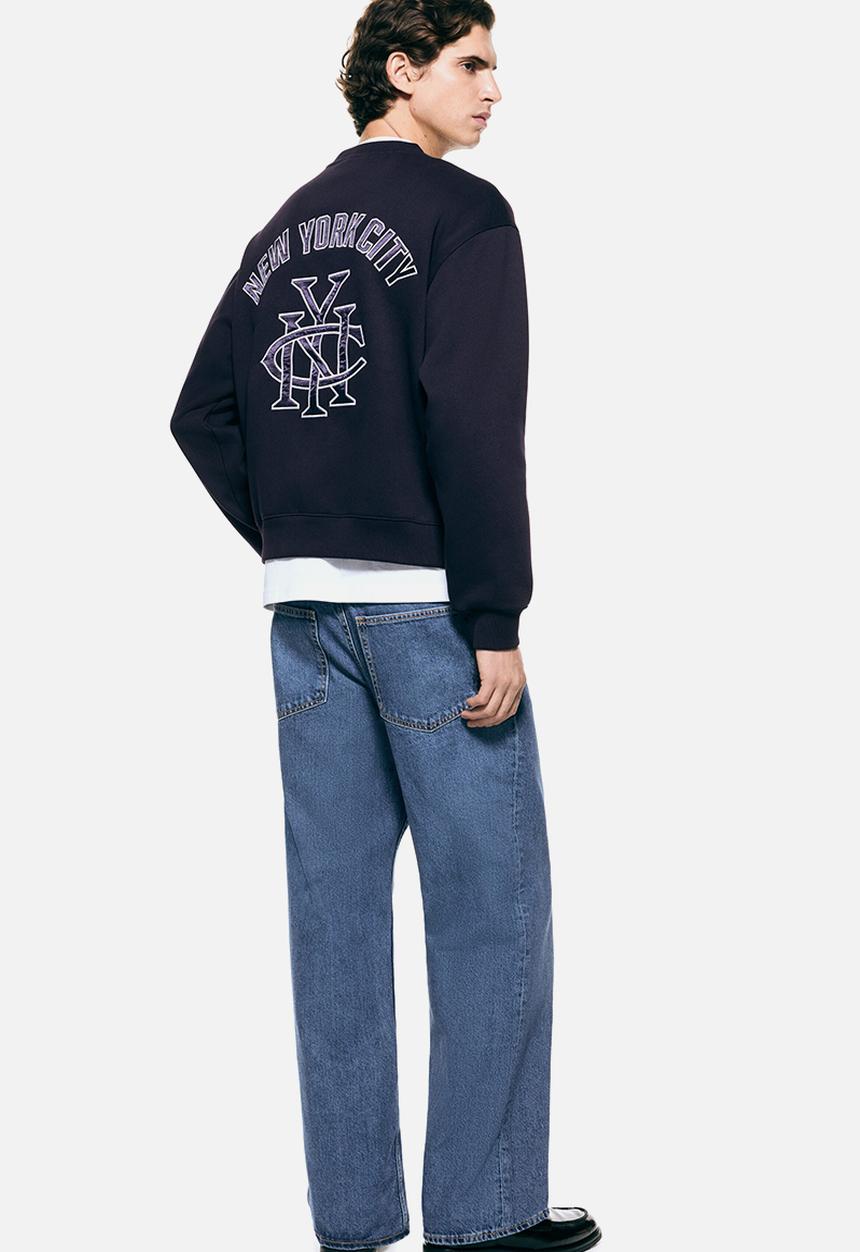H&M - Loose fit printed sweatshirt - navy blue/nyc