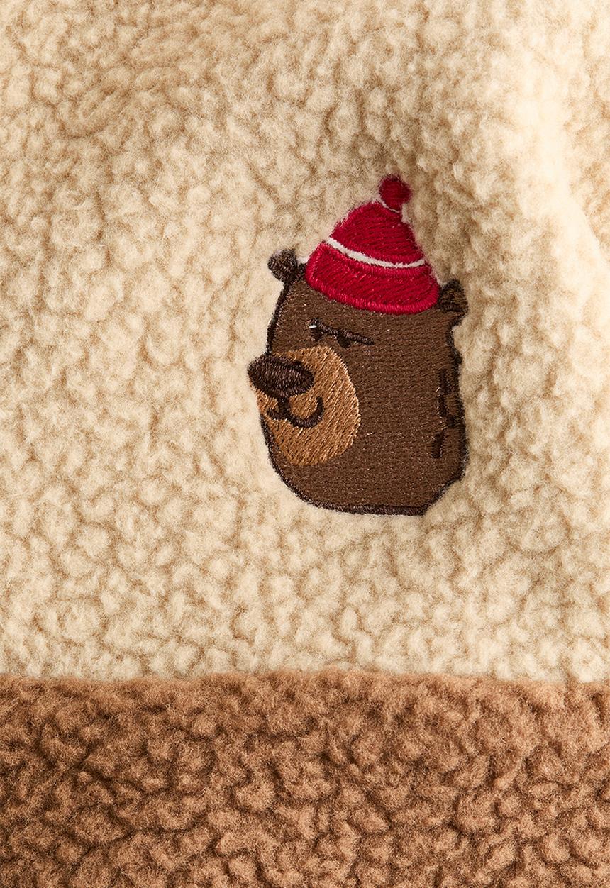 H&M - Teddy zip-top sweatshirt - light brown/bear